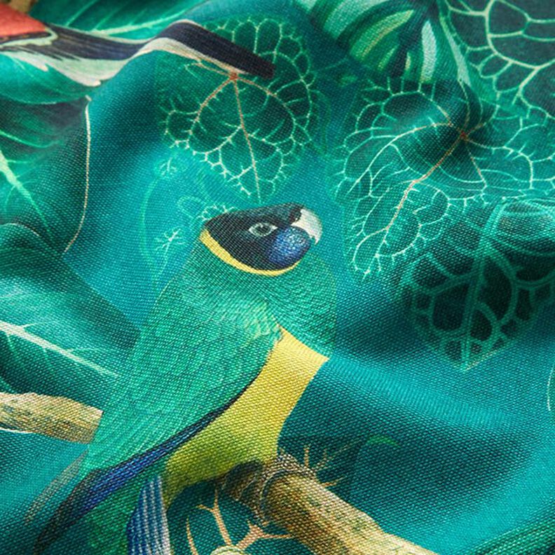 Dekostoff Canvas Paradiesvögel – dunkelgrün,  image number 2