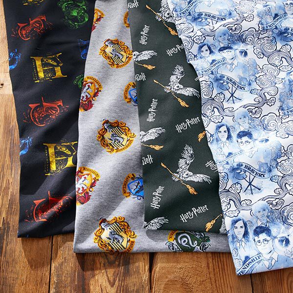 Baumwolljersey Harry Potter, Initialien und Wappentiere | Warner Bros. – schwarz, image number 5