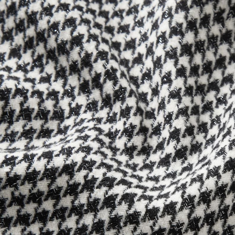 Mantelstoff Woll-Mix Glitzer-Hahnentritt – schwarz/wollweiss, image number 2