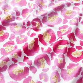 Baumwolljersey Leopard mit Goldflecken | Glitzerpüppi – weiss/purpur, 