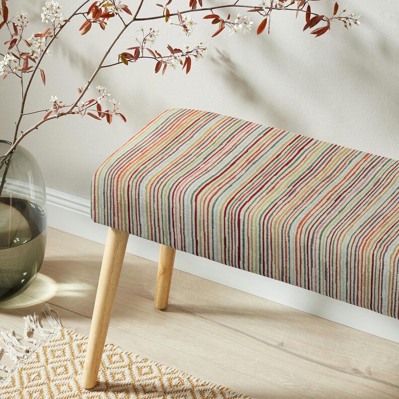 Dekostoff Gobelin bunte Streifen – hellbeige/karminrot, image number 5