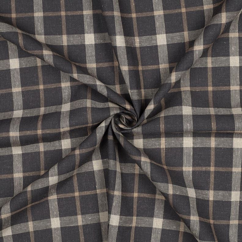 Leinen-Mix Karo bunt gewebt &ndash; braun/beige,  image number 3