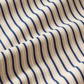 Dekostoff Halbpanama schmale maritime Streifen – natur/marineblau, 