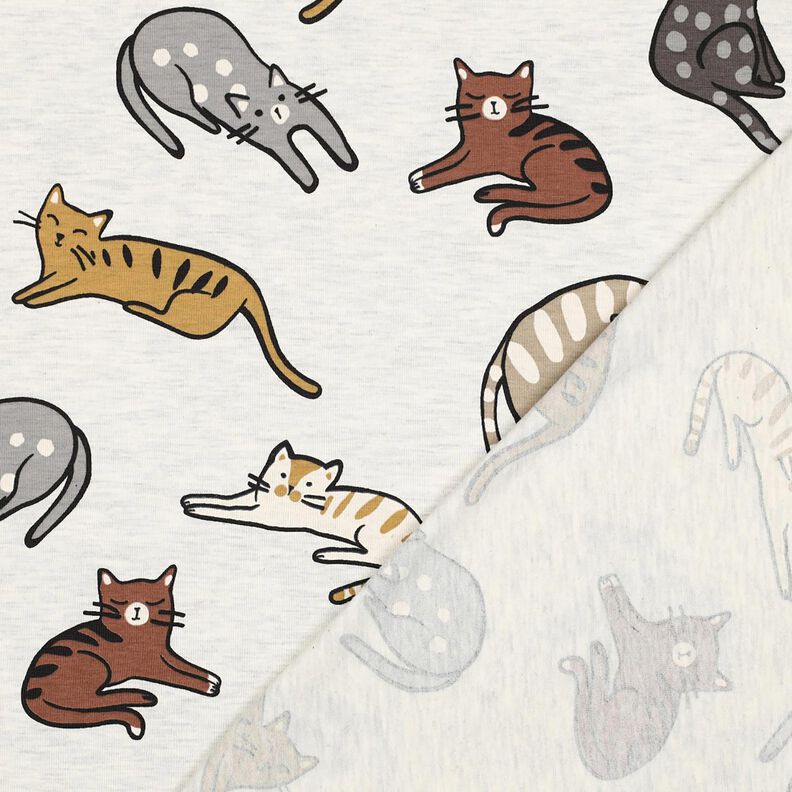 Baumwolljersey Katzen | Poppy Fabrics – natur/braun, image number 4