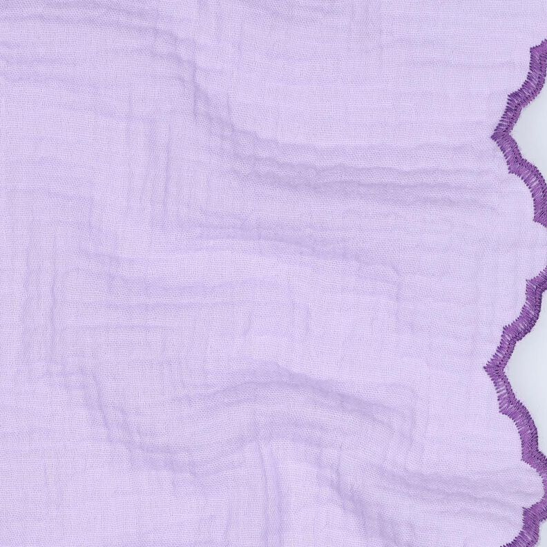 Musselin/ Doppel-Krinkel Gewebe beidseitige Bogenkante  | Poppy Fabrics – flieder/rotlila,  image number 2