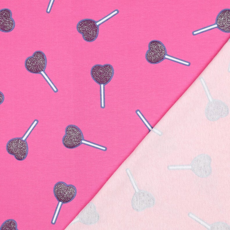 Baumwolljersey Glitzer-Herzen-Lollies | Poppy Fabrics – pink, image number 4