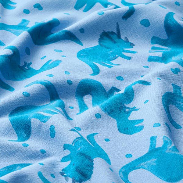 French Terry Sommersweat Dinos | PETIT CITRON – hellblau, image number 2