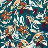 Viskosejersey moderne Blumen – petrol/kupfer,  thumbnail number 1