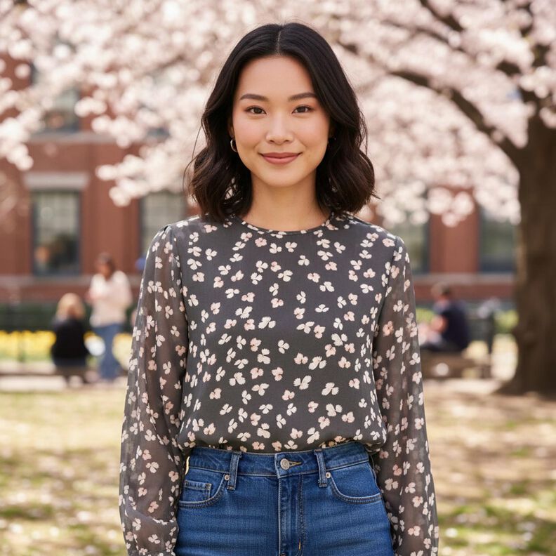 Chiffon Bl&auml;tter &ndash; schwarz/weiss,  image number 6