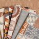 Dekostoff Halbpanama Dreiecke – braun/senf,  thumbnail number 5