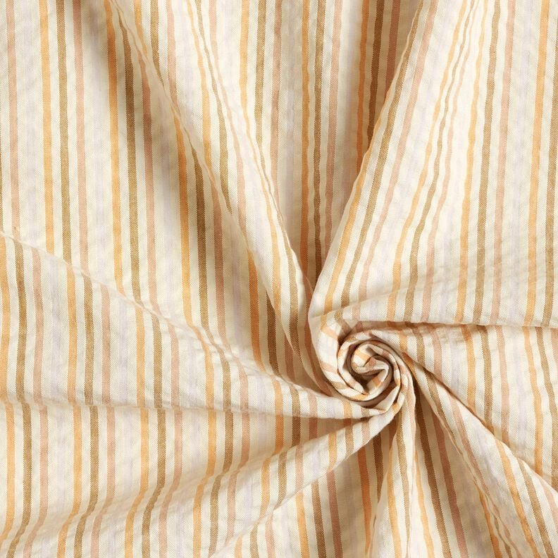 Seersucker Baumwolle Streifen-Mix – apricot/wollweiss, image number 3
