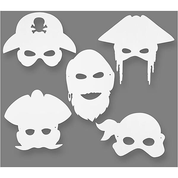 Piratenmasken aus Pappe [ 16 Stück ] – weiss,  image number 1