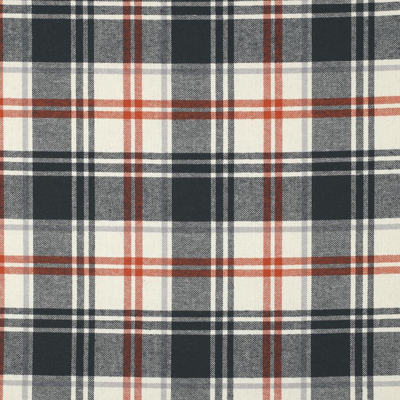 Baumwollflanell Karo mit Fischgratmuster – schwarzblau/creme, image number 1
