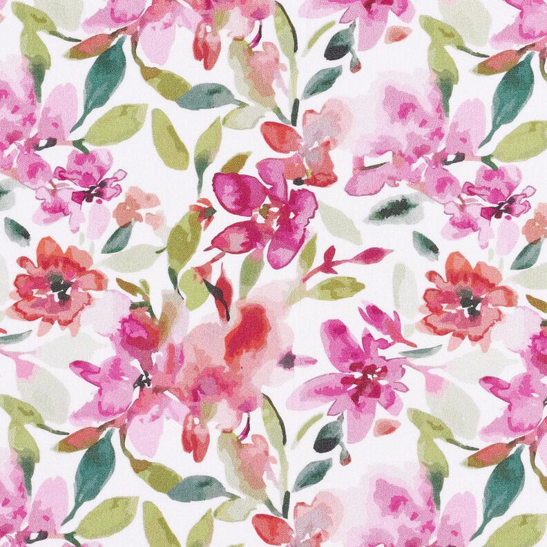 Viskosestoff Aquarell-Frühlingsblumen – weiss/pastellviolett, image number 1