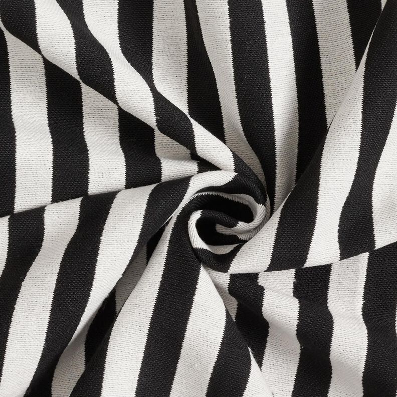 Dekostoff Jacquard breite Streifen – elfenbein/schwarz,  image number 3
