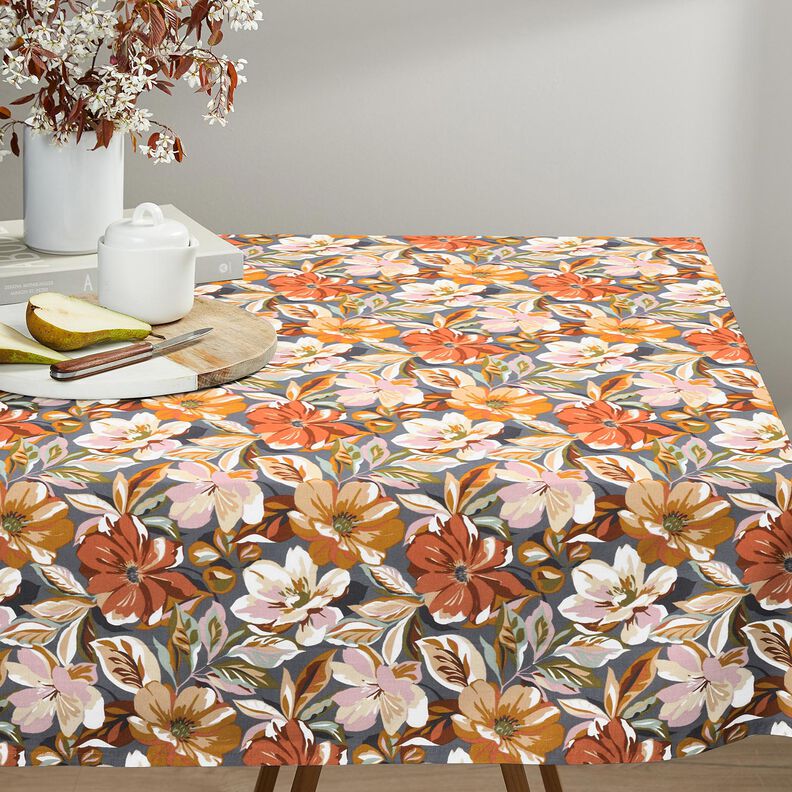 Beschichtete Baumwolle stilvolle Bl&uuml;ten &ndash; schiefergrau/ros&eacute;,  image number 6