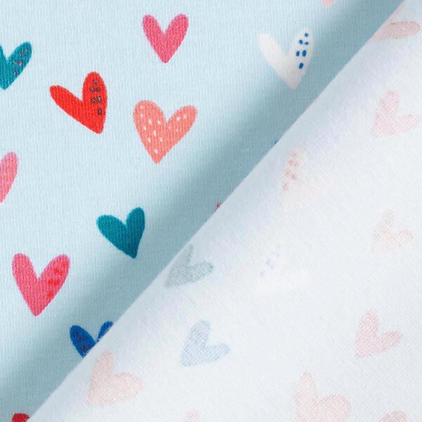 Baumwolljersey süße Herzen | STENZO – babyblau | Reststück 50cm