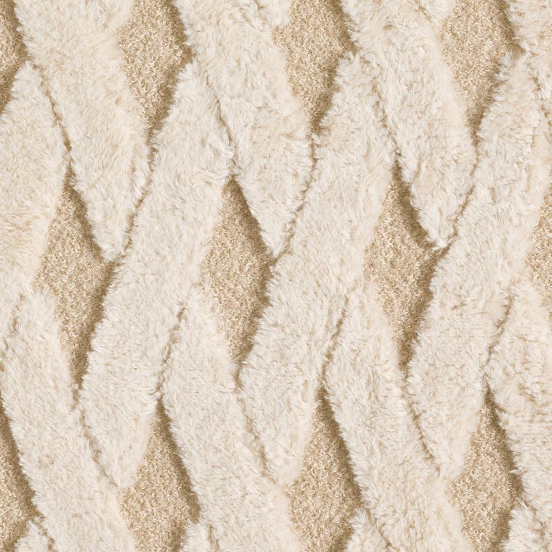 Kunstfell Bouclé Stoff Rauten – sand/natur, image number 5