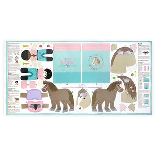 HORSE LOVE Pferde Cut & Sew Stoff Panel auf Baumwolle [ 80 x 155 cm ] | Kullaloo, 