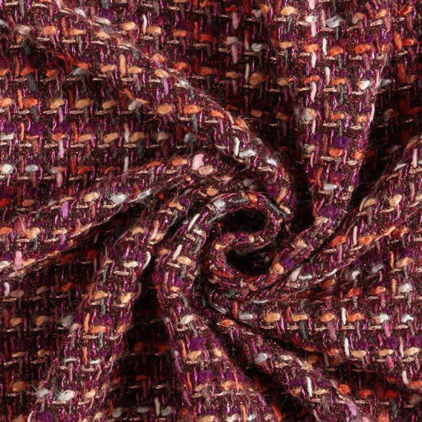 Bouclé Schurwoll-Mix Lurex – merlot, image number 4