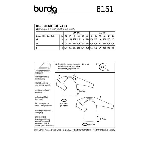 Sweatshirt | Burda 6151 | 34-44, image number 9
