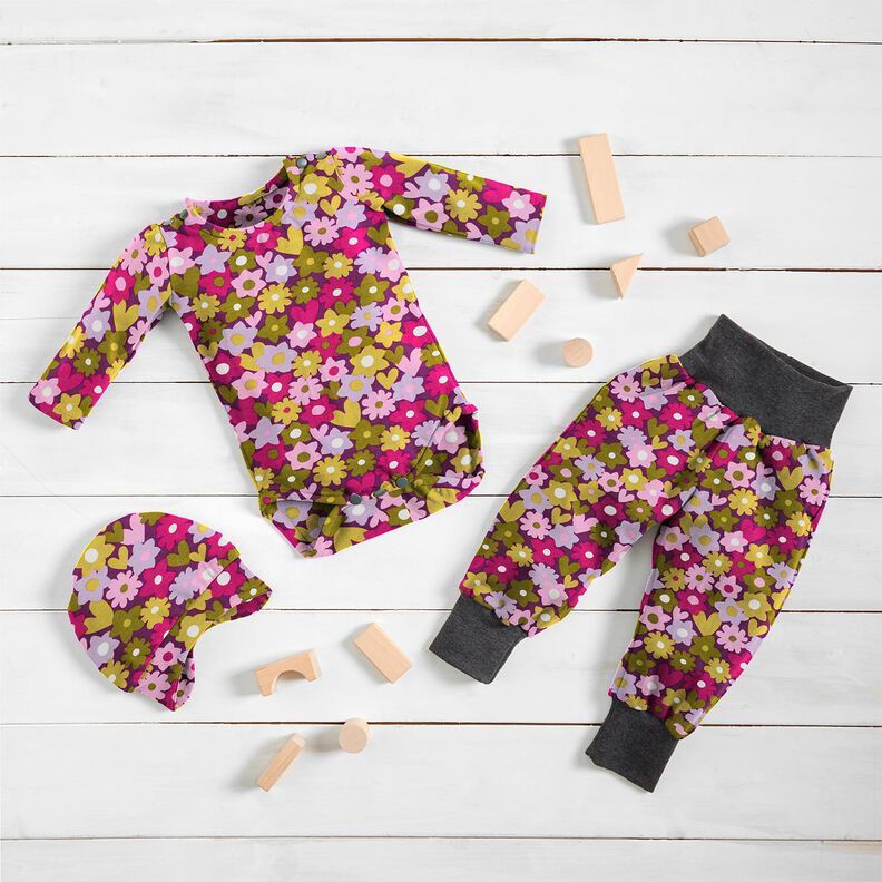 Baumwolljersey bunte Blumen | Poppy Fabrics – traube,  image number 6