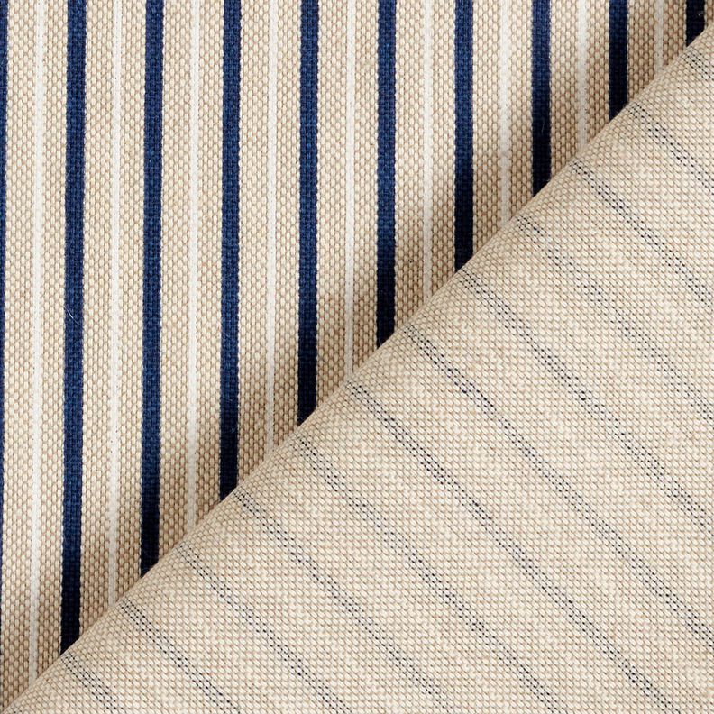 Dekostoff Halbpanama schmale maritime Streifen – natur/marineblau,  image number 4