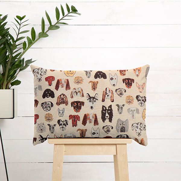 Dekostoff Gobelin Hunde – beige | Reststück 50cm