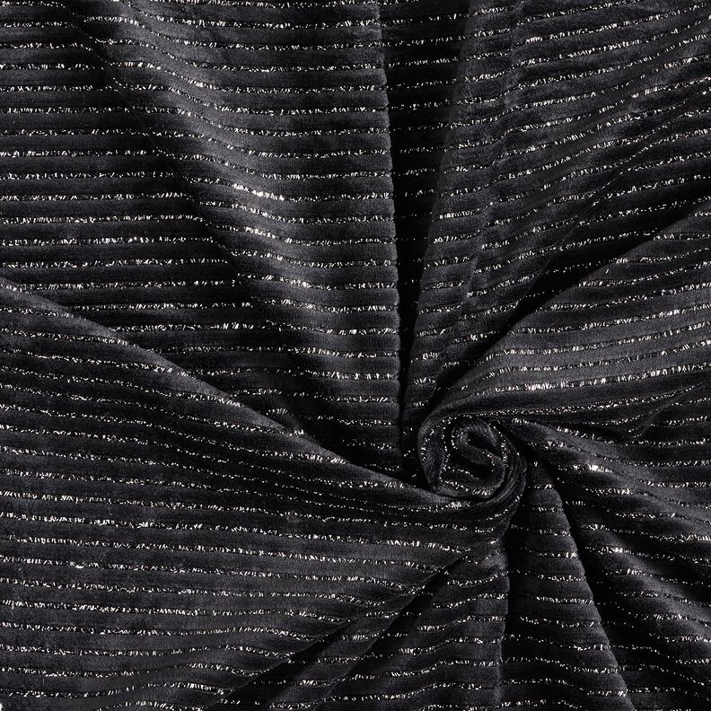Nicki Stoff Glitzerstreifen – schwarz/silber metallic, image number 3