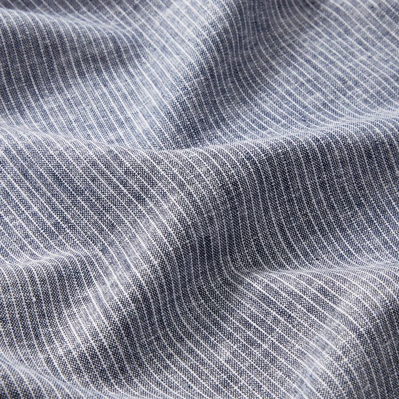 Leinen-Baumwoll-Mix schmale Streifen – nachtblau/weiss,  image number 2