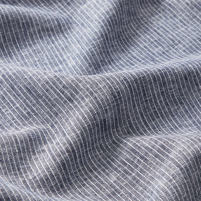 Leinen-Baumwoll-Mix schmale Streifen – nachtblau/weiss, image number 2