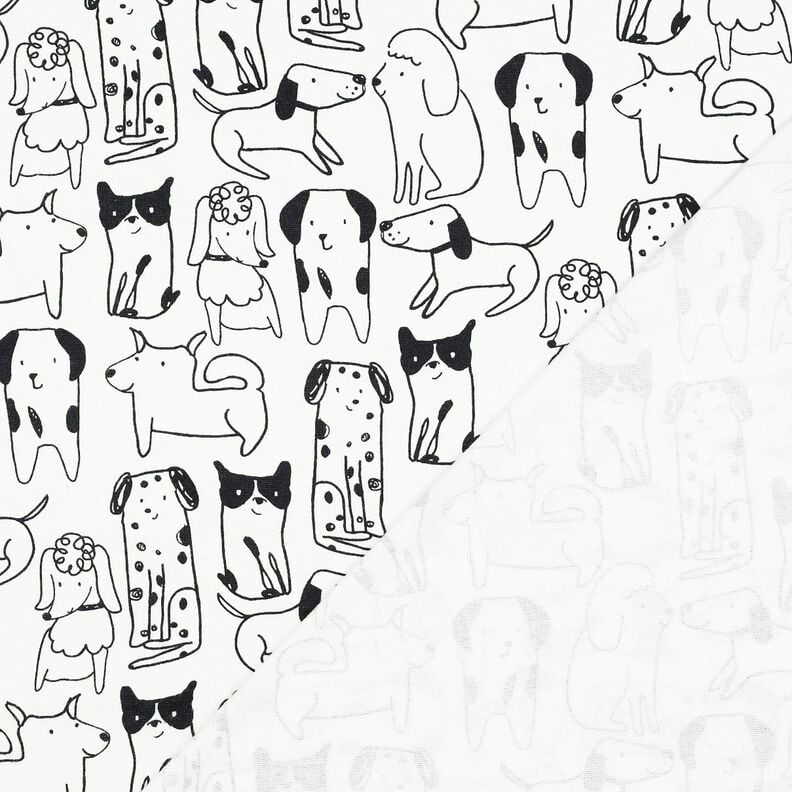 Baumwollflanell Hunde | Poppy Fabrics – weiss/schwarz, image number 4