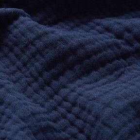 GOTS Dreilagiger Baumwoll-Musselin – nachtblau | Reststück 70cm, 
