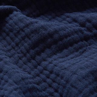 GOTS Dreilagiger Baumwoll-Musselin – nachtblau, 