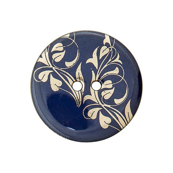 Polyesterknopf 2-Loch Blumen – marineblau/gold, image number 1