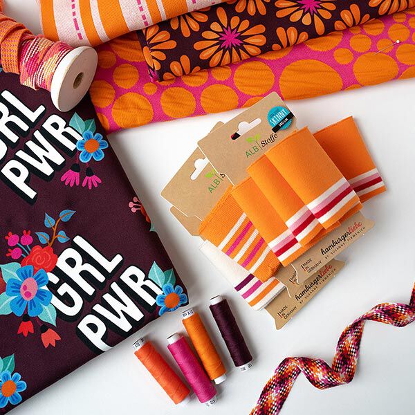 Bio-Jacquardband Stripe Me Icon  [200 cm | 3,5 cm] | Albstoffe – pink/orange
