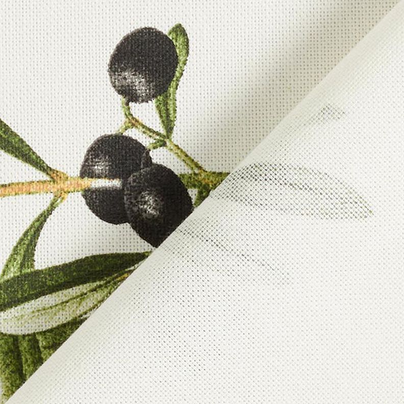 Dekostoff Halbpanama Oliven – wollweiss/dunkeloliv,  image number 3