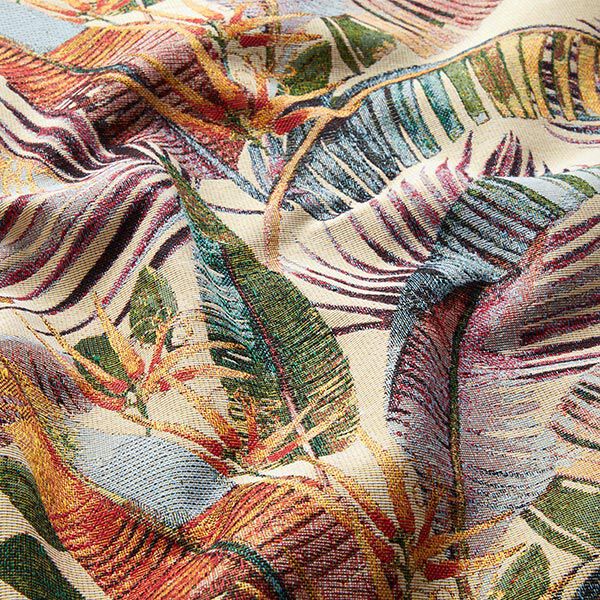 Dekostoff Gobelin Palmwedel – hellbeige/oliv