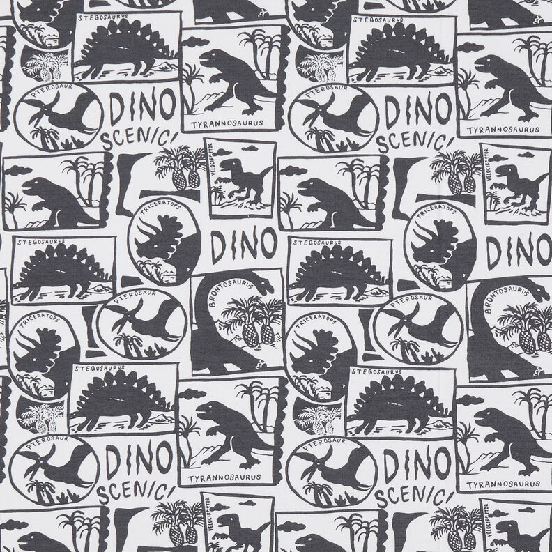 Baumwolljersey Dino-Patches | by Poppy weiss/anthrazit,  image number 1