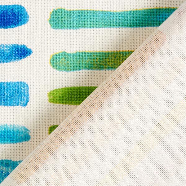 Dekostoff Halbpanama Regenbogenstreifen – weiss | Reststück 100cm