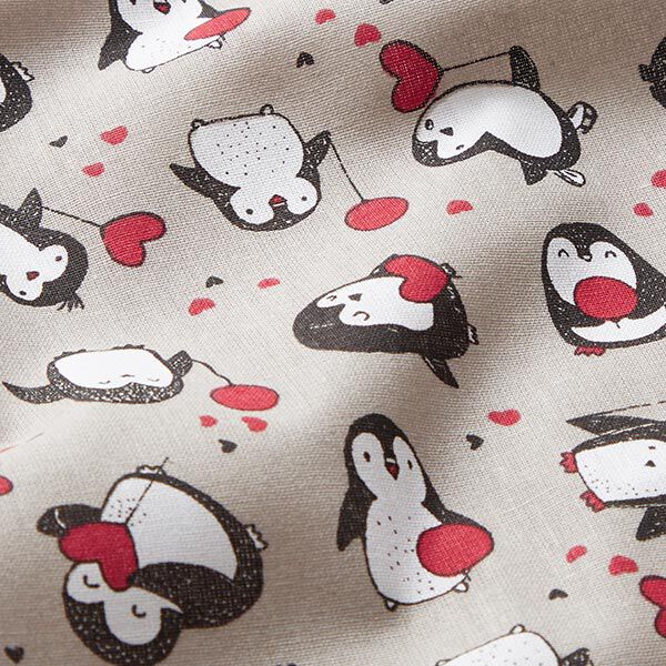 Popeline Pinguine und Herzen – sand, image number 2