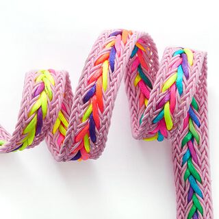 Dekoband mit Fischgät-Muster [ 20 mm ] – rosa/neongelb, 