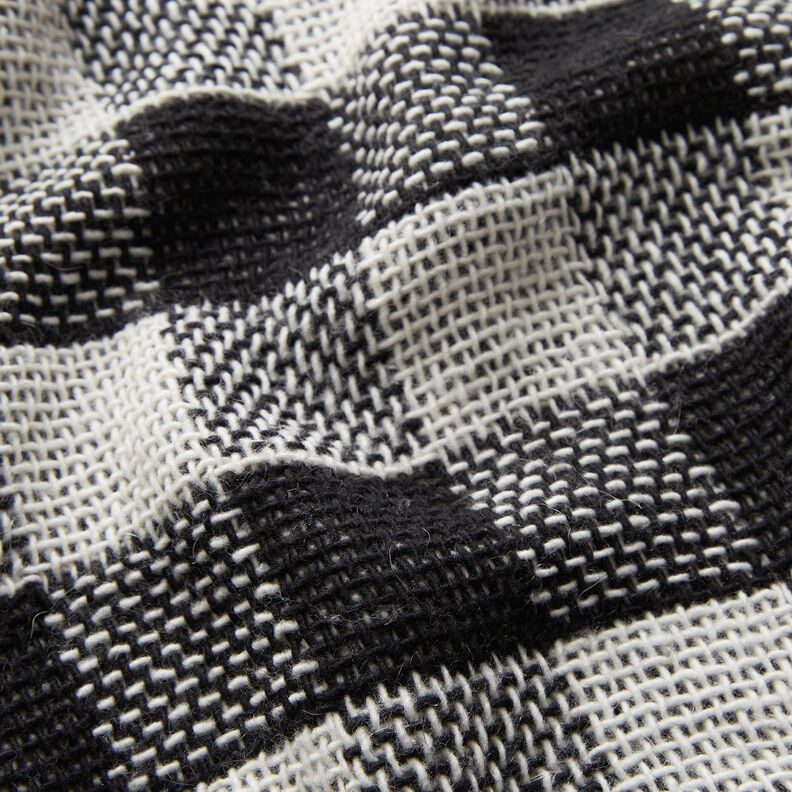Mantelstoff Doppelgewebe Karo – schwarz/weiss, image number 2