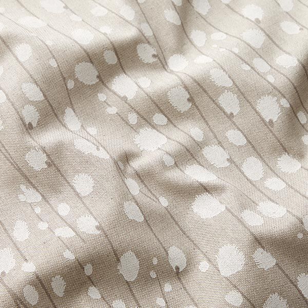 Dekostoff Halbpanama Zweige mit Knospen – weiss/beige