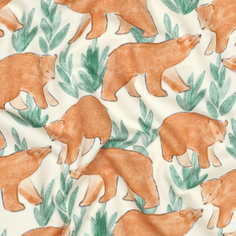 French Terry Sommersweat Aquarell-Bären Digitaldruck | Poppy Fabrics – wollweiss,  image number 2