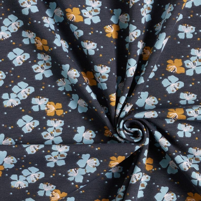 Baumwolljersey süße Blümchen – schwarzblau, image number 3