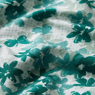 GOTS Baumwolljersey Schmetterlinge & Blumen | Tula – pastellgrün, 