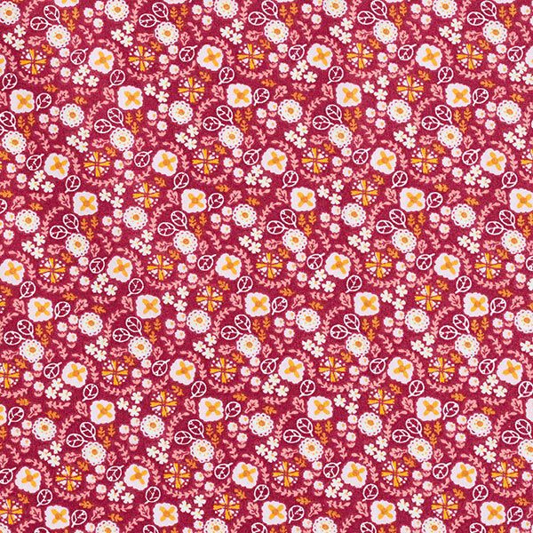 Baumwollstoff Cretonne kleine Blüten – himbeere/rosé | Reststück 50cm