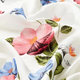 Blusenstoff Baumwoll-Seiden-Mix Blüten – weiss, 