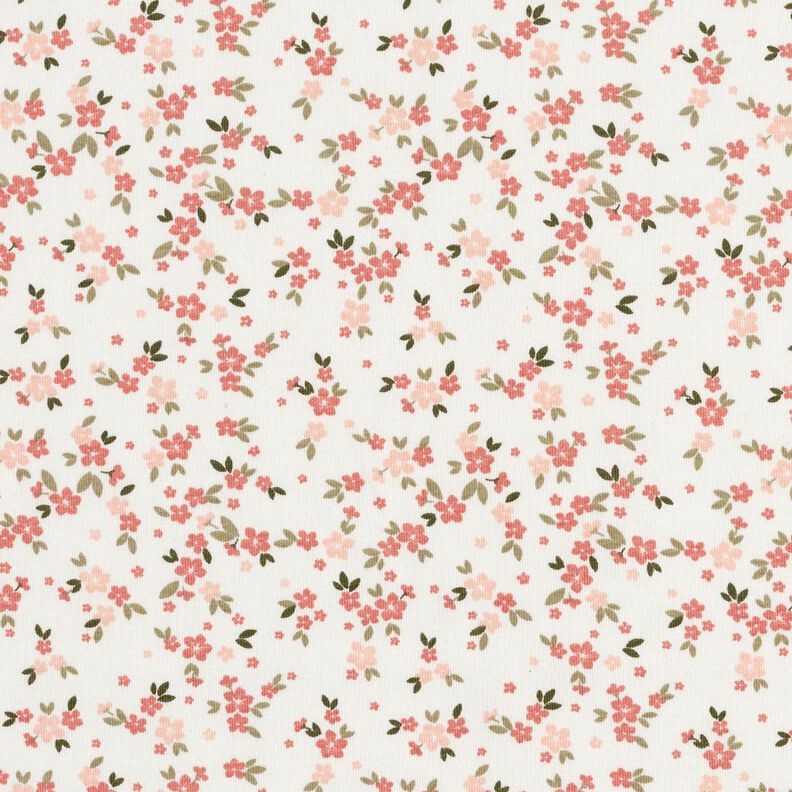 Baumwolljersey rosa Blümchen – elfenbein, image number 1